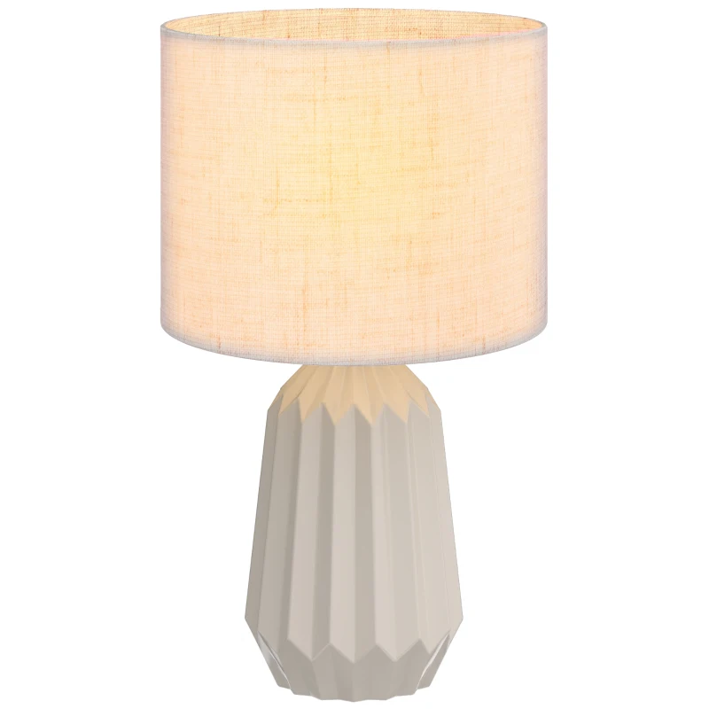 HOMCOM Tafellamp, nachtlamp met linnen kap, tuimelschakelaar, bureaulamp, 22 x 22 x 39 cm, beige