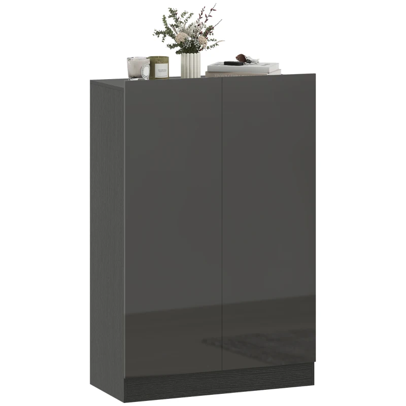 HOMCOM Meuble à chaussures 20 paires armoire à chaussures à haute brillance 5 niveaux étagères réglables 72x34,5x103cm noir