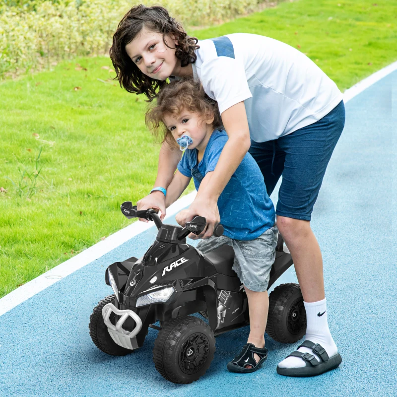 HOMCOM Mini Quad per Bambini 18-36 Mesi a Spinta Manuale con Musiche Integrate e Ampia Impugnatura in PP e Metallo, Nero