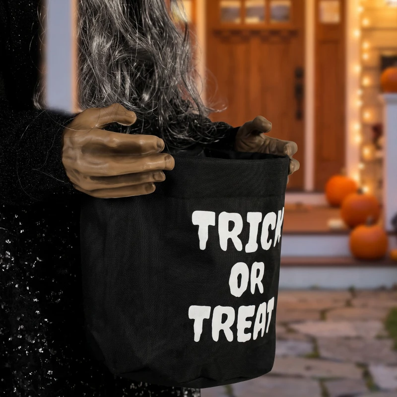 HOMCOM 94cm Animated Witch Halloween Decoration, Scary Halloween Animatronics Decor with Sound Touch Activated & Light Up Eyes