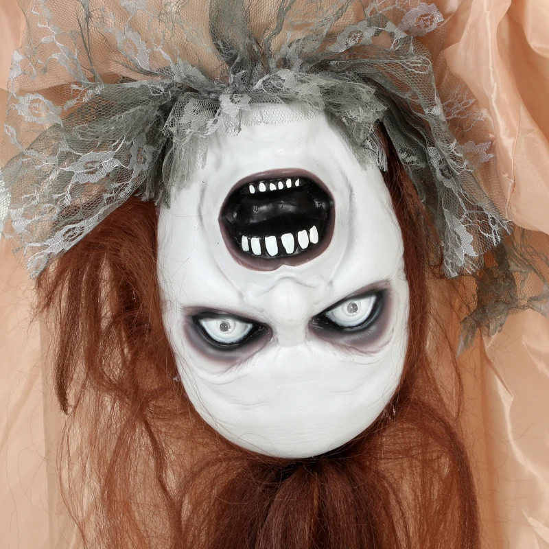 HOMCOM Animated Halloween Ghost, Halloween Animatronics with Creepy Screams, Glowing Eyes, Sound/Touch Activated