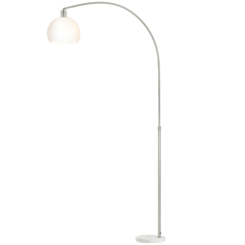 HOMCOM Lampadar, cap curbat, comutator pedalier, bază din marmură, abajur din plastic, Alb