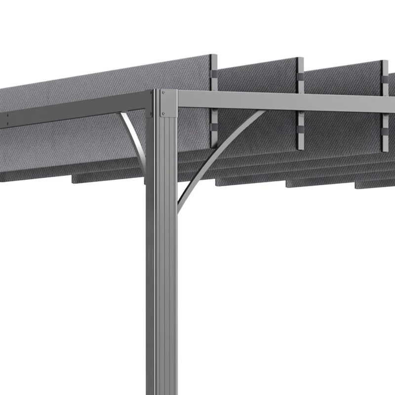 Outsunny Cenador de Jardín 3x3 m con Diseño de Lamas Superior Giratorio hasta 135° Protección UV 50+ y Marco de Aluminio Gris