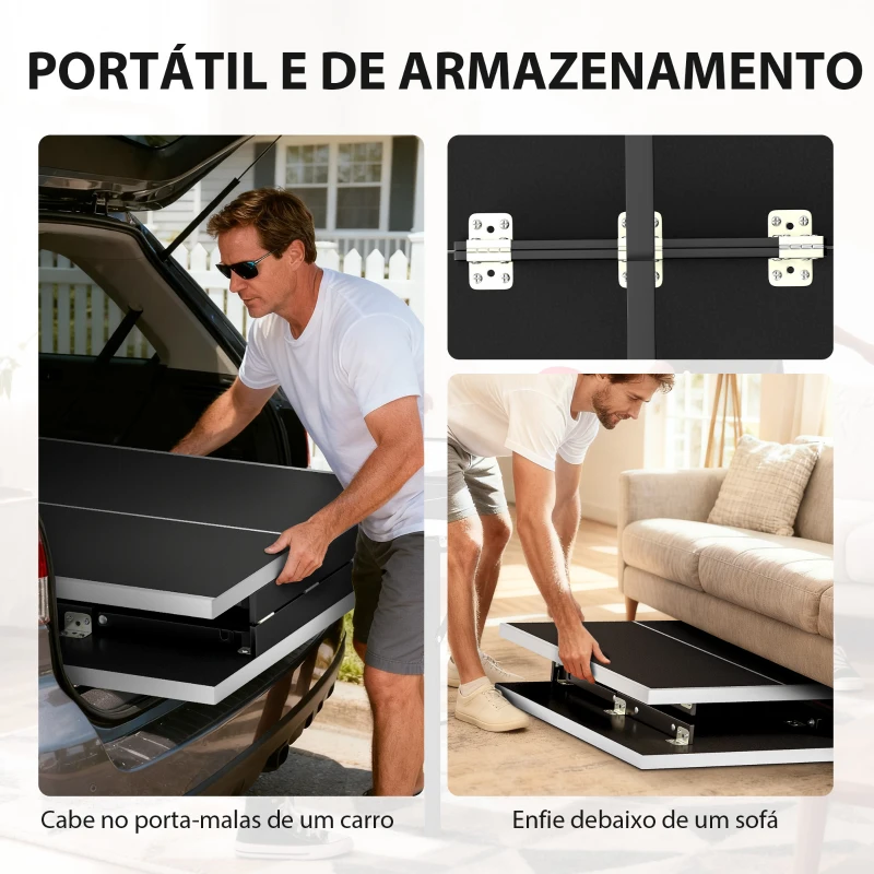SPORTNOW Mini Mesa de Ping Pong Dobrável 152x76 cm para Exterior com Rede 2 Raquetes e 3 Bolas Fácil de Transportar Preto