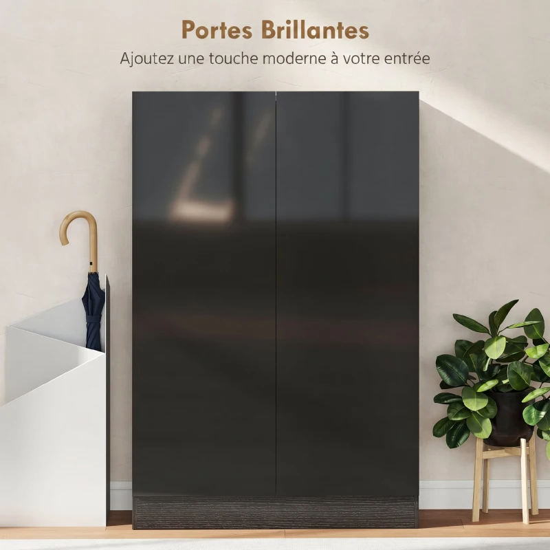 HOMCOM Meuble à chaussures 20 paires armoire à chaussures à haute brillance 5 niveaux étagères réglables 72x34,5x103cm noir