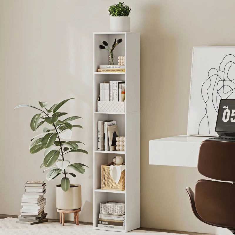 HOMCOM Estante de 6 Prateleiras Prateleira Autoportante para Sala de Estar 30x24x159 cm Branco