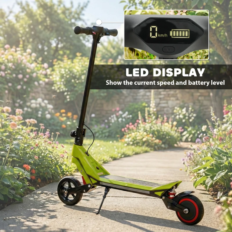 SPORTNOW Electric Scooter for Kids, Foldable E Scooter for Age Age 6+ with LED Display, RGB lights, Up to 16km/h, Green