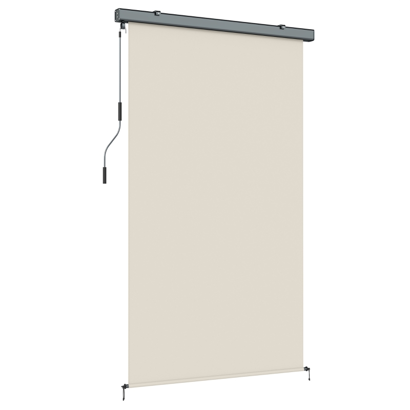 Outsunny Store enrouleur extérieur, store vertical extérieur avec manivelle et cassette en aluminium, 250x160cm, crème
