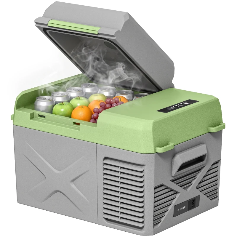 Outsunny Glacière électrique portable 12L, réfrigérateur de voiture portable congélateur et réfrigérateur 12/24V gris
