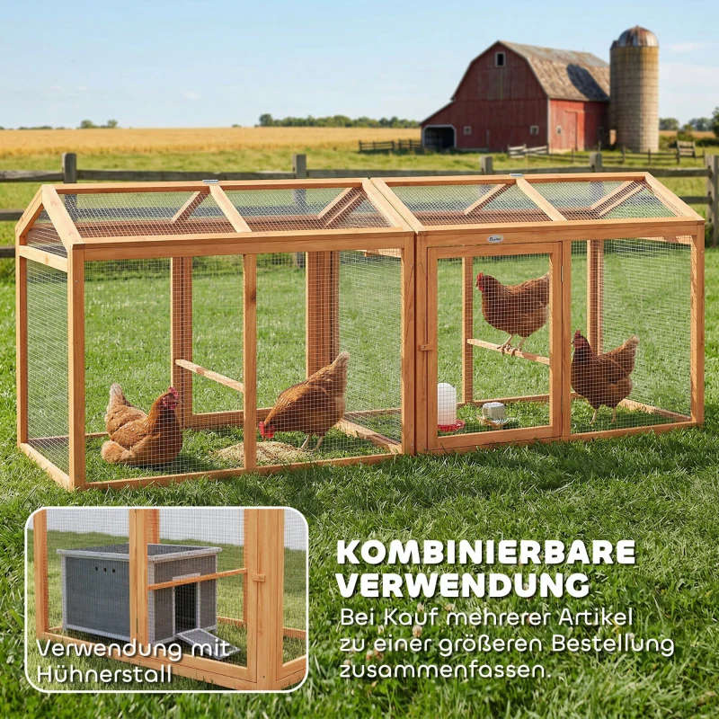 PawHut Hühnerstall Freilaufgehege mit Sitzstange Doppeltüren, aus Holz und Metall, für 2 Hühner, 104 x 70,5 x 84 cm Orange