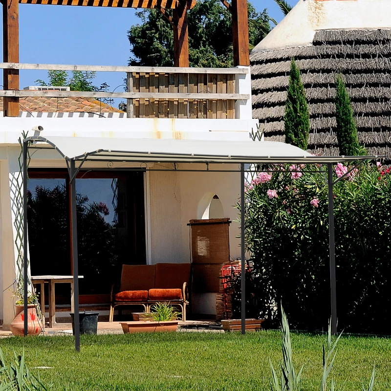 Outsunny Gazebo Pergola da Giardino con Copertura in Tessuto Anti UV e Acciaio, 3x2.5m, Beige
