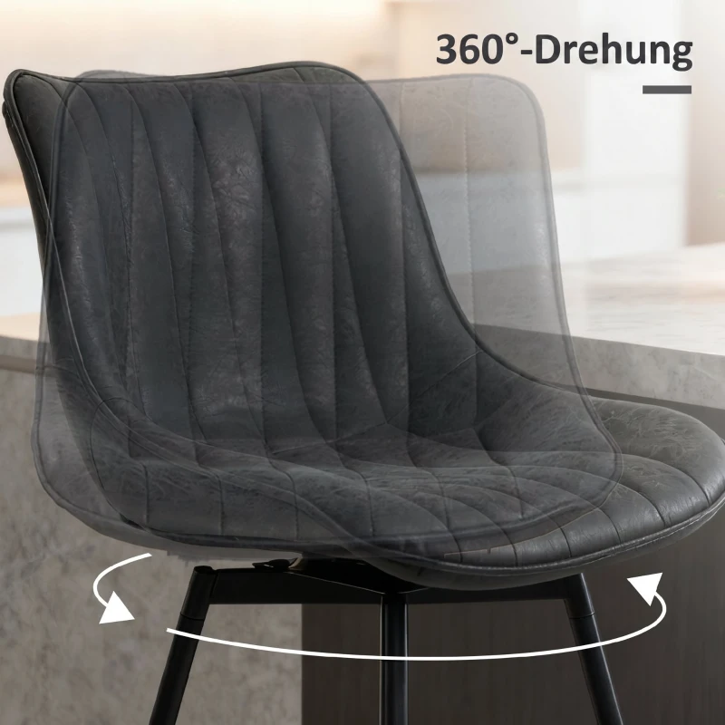 HOMCOM Barhocker 2er Set, 68 cm drehbare Tresenhocker mit Rückenlehne für Kücheninsel, Esszimmer, Schwarz