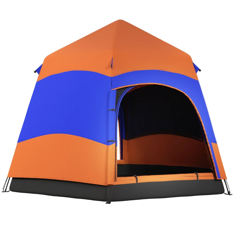 Outsunny Quick-Up Waterdicht Maken Tent - Dubbelwandige Familie Tent voor 4-6 Personen, Snel Op Te Zetten