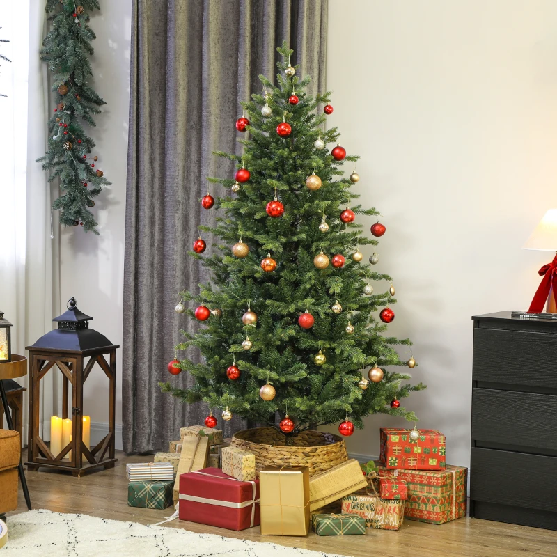HOMCOM Künstlicher Weihnachtsbaum mit realistischen Zweigen, Kunst-Tannenbaum, Metallständer, leichte Montage, Grün