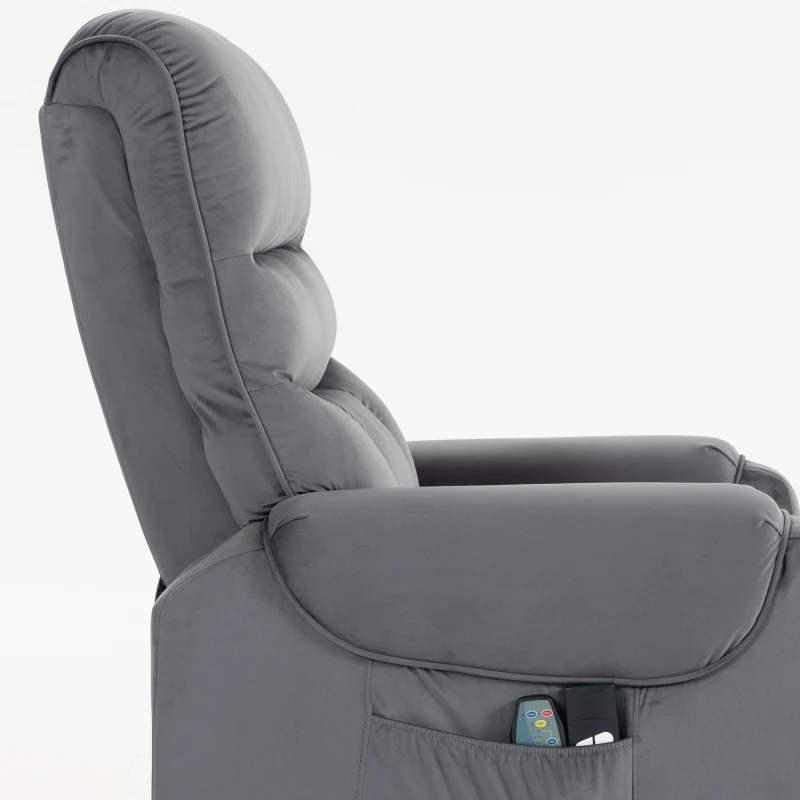 HOMCOM Fauteuil releveur électrique massage vibration et chaleur, fauteuil relax électrique en velours, gris foncé