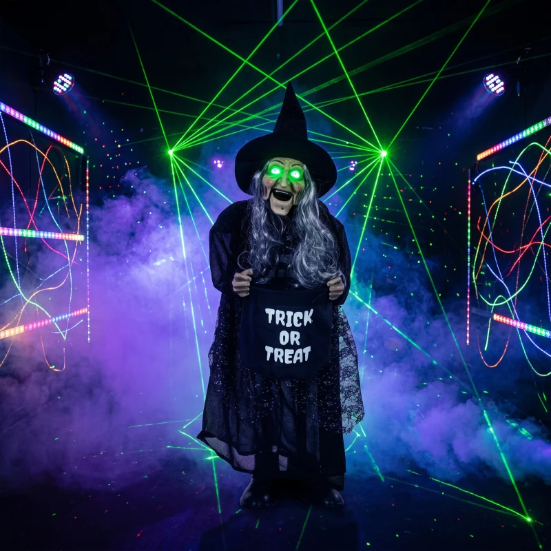 HOMCOM 94cm Animated Witch Halloween Decoration, Scary Halloween Animatronics Decor with Sound Touch Activated & Light Up Eyes