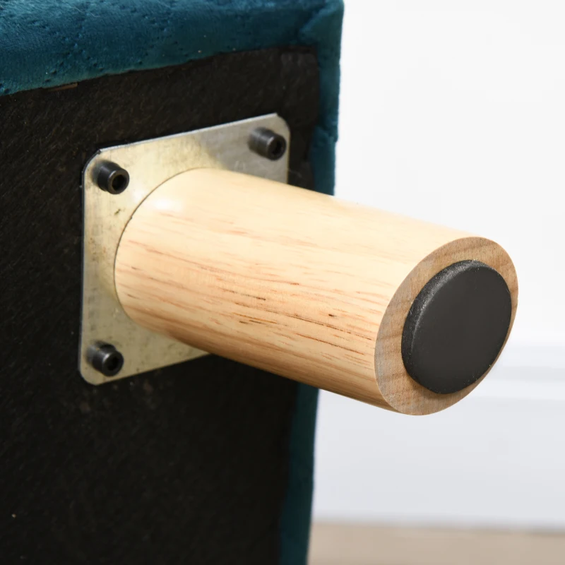 PawHut Sofá para Perros Pequeños 64x45x36 cm Tapizado en Terciopelo con Cojín Lavable y Patas de Madera de Abedul Azul Verdoso