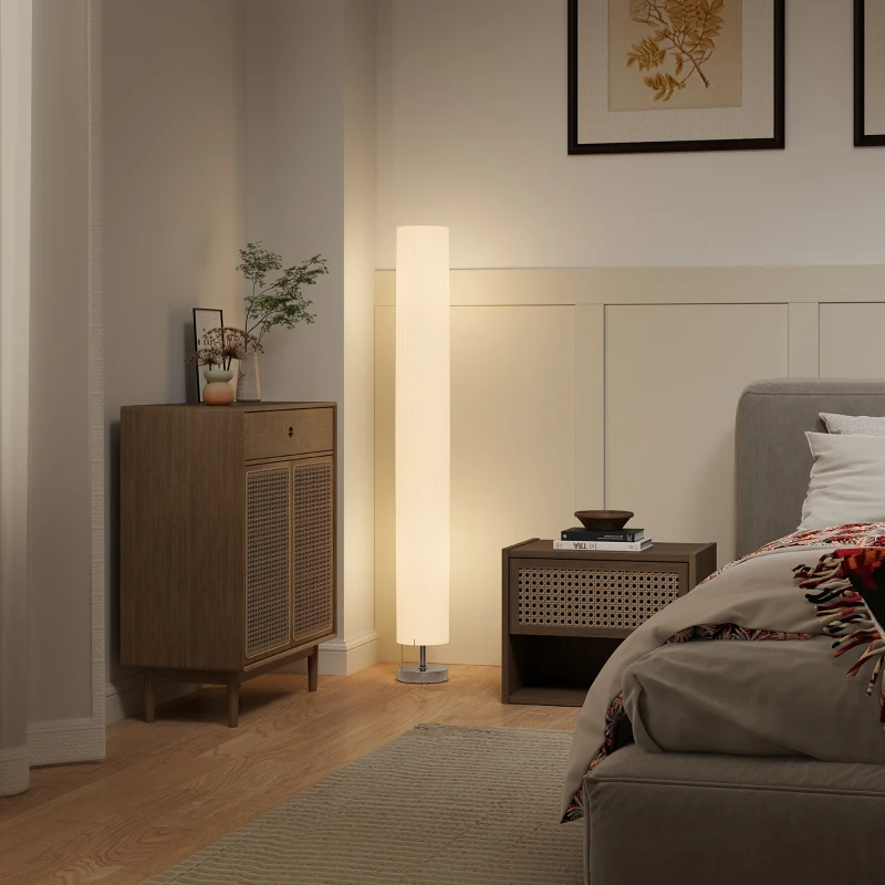 HOMCOM Stehlampe Wohnzimmer mit Schirm aus Polyester, 2 x E27 Fassung für Schlafzimmer 14 x 14 x 120 cm