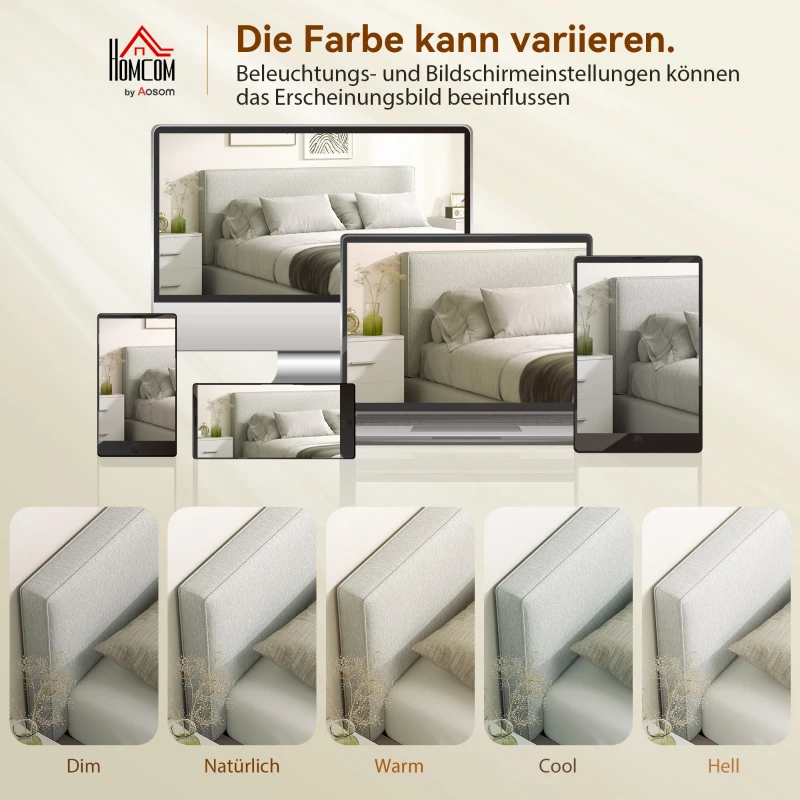 HOMCOM Wandmontiertes Kopfteil für Bett-Polsterung, 160 x 10 x 60 cm, Stoffbezug, Cremeweiß