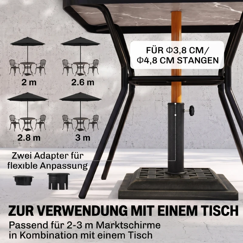 Outsunny Pied de parasol, socle parasol extérieur en résine 9 kg, pour mât de Ø 38/48 mm, pour terrasse, 44 x 44 x 33 cm, bronze