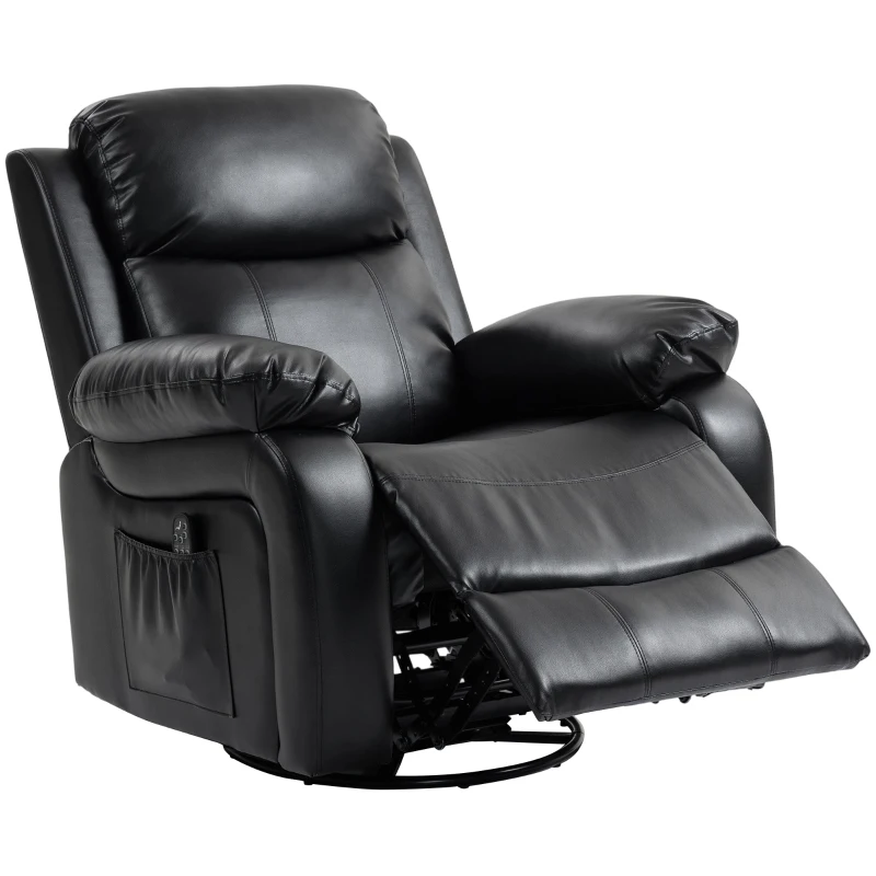 HOMCOM Massagesessel mit 8 Vibrationsköpfen, Relaxsessel, verstellbare Rückenlehne + Fußstütze, Schwarz