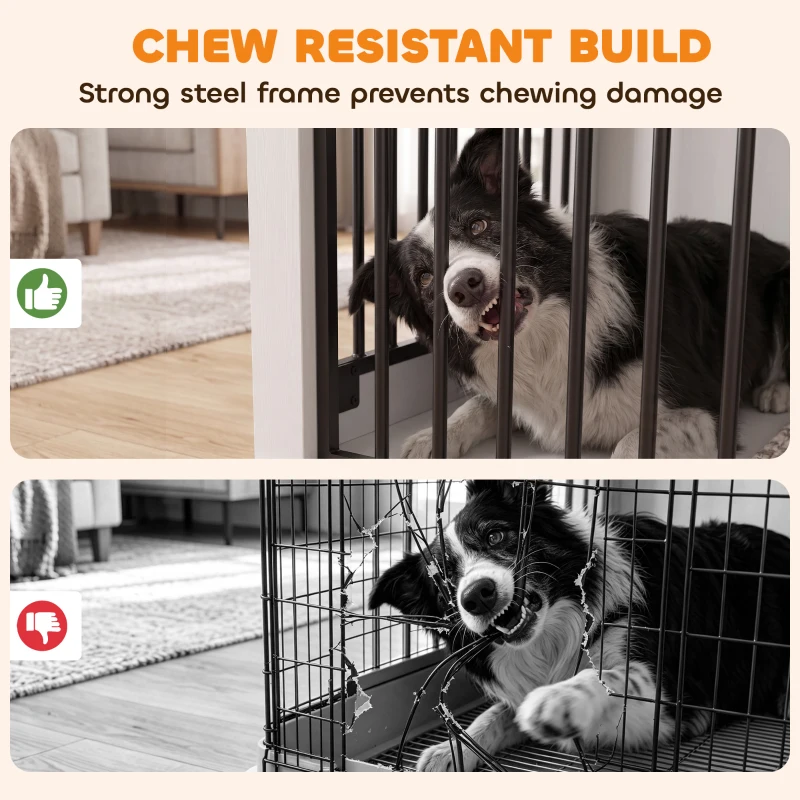 PawHut 100 cm Large Dog Crate Furniture with Sliding Barn Door for Large Dogs, White