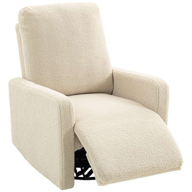 HOMCOM Recliner-Sessel, Entspannungssessel mit Fleece-Bezug, verstellbare Rückenlehne, Polstersessel, Stahl, Beige