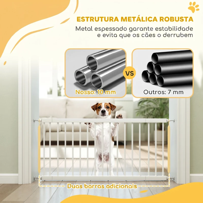 PawHut Barreira de Segurança Extensível para Cães Pequenos 67-93,5 cm Altura 45 cm para Portas e Escadas Branco