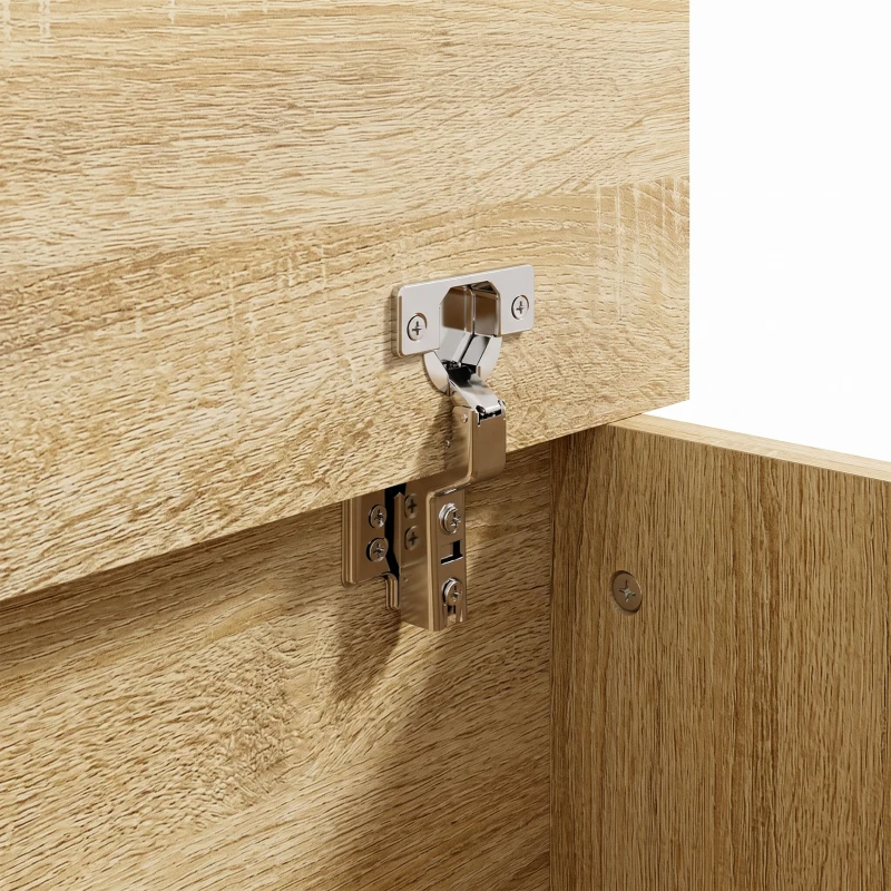 HOMCOM Coffre de Rangement, Banc de Rangement avec Couvercle Rabattable et Charnières de Sécurité, 80 x 40 x 45 cm, Naturel