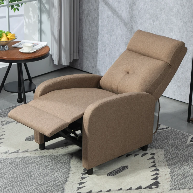 HOMCOM Sillón Reclinable Manual Sofá Individual con Reclinación hasta 155º Carga 150 kg Marrón