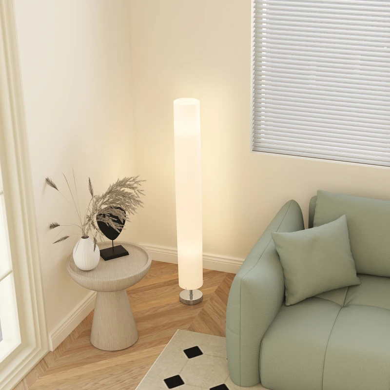 HOMCOM Stehlampe Wohnzimmer mit Schirm aus Polyester, 2 x E27 Fassung für Schlafzimmer 14 x 14 x 120 cm