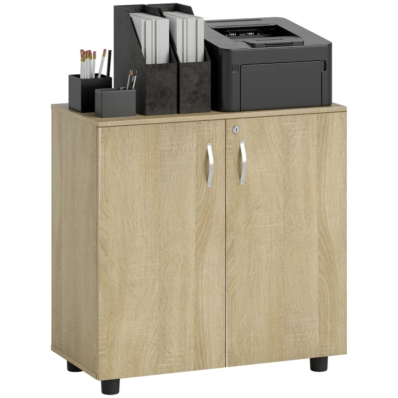Vinsetto Dulap de birou multifuncțional pentru documente cu încuietoare, 2 uși și raft interior, 80x40x80 cm, stejar