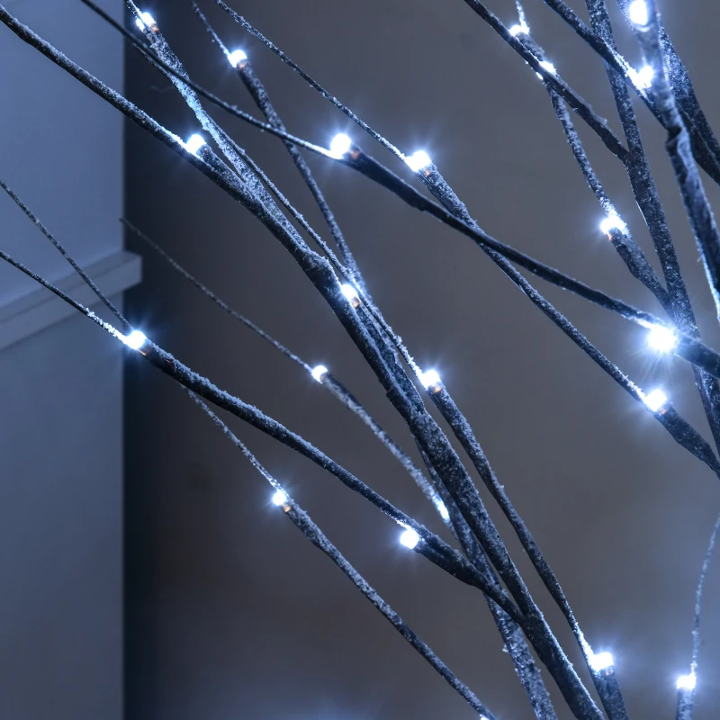 HOMCOM Árbol Luminoso LED Blanco Cálido 96 LEDs Uso Interior 150 cm Decoración de Navidad Marrón