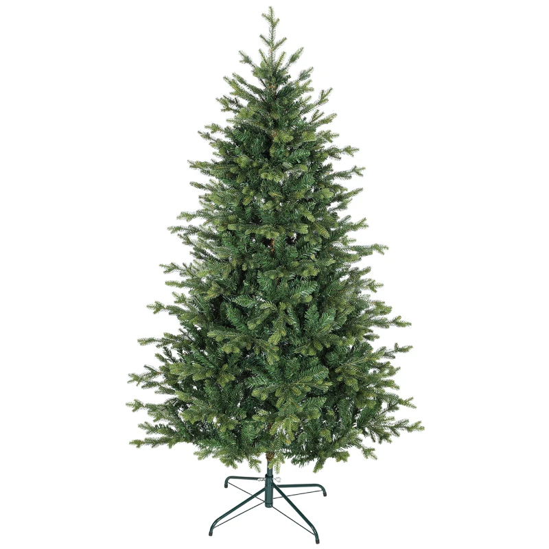 HOMCOM Künstlicher Weihnachtsbaum mit realistischen Zweigen, Kunst-Tannenbaum, Metallständer, leichte Montage, Grün