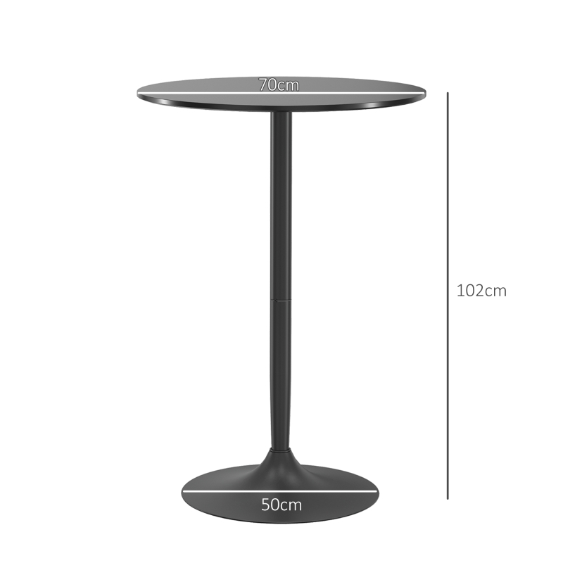 HOMCOM Bartisch Stehtisch, Tisch für 2 Personen, 70 x 70 x 102 cm, Schwarz