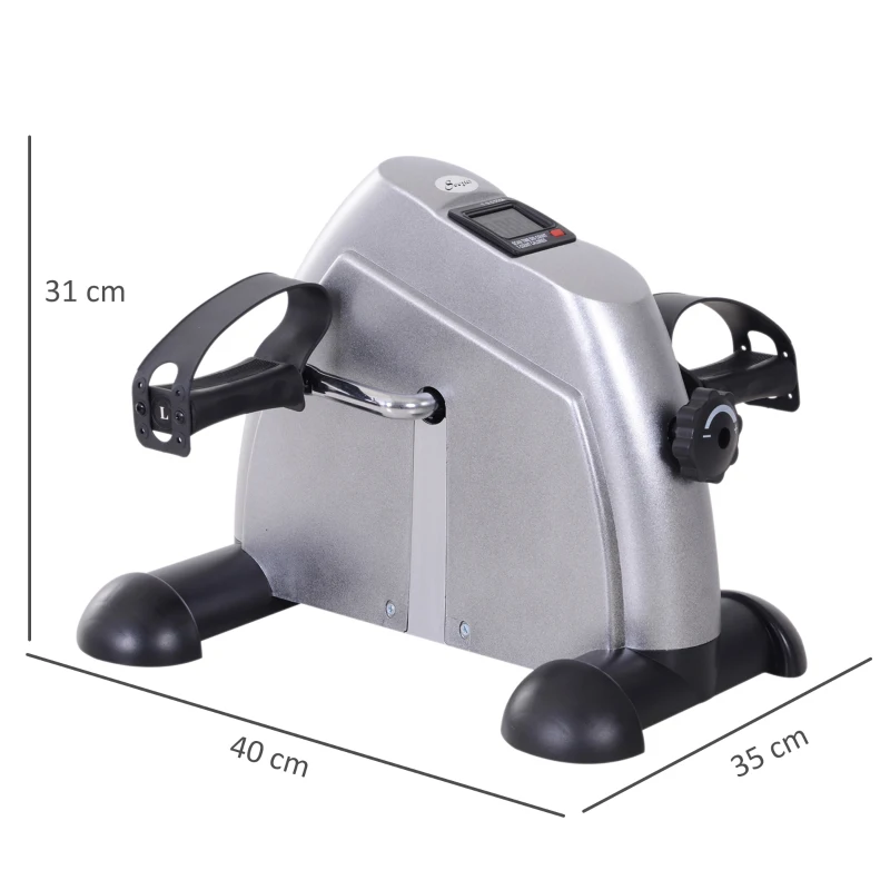 HOMCOM Mini Cyclette Portatile per Gambe e Braccia, Pedaliera per Riabilitazione con Display LCD, Argento