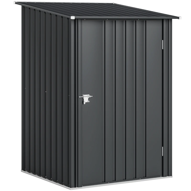 Outsunny 3.3 x 3.4ft Lean To Steel Garden Shed, with Locking Door - Dark Grey