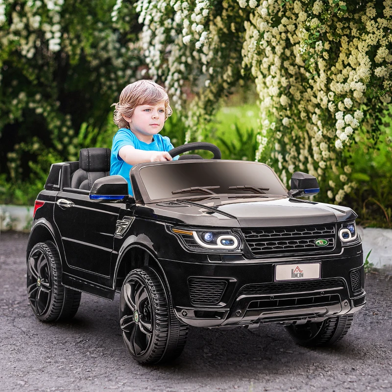 HOMCOM SUV voor elektrische auto's voor kinderen, tot 5 km/u, met veiligheidsgordel, afstandsbediening, koplampen, zwart(m-10)