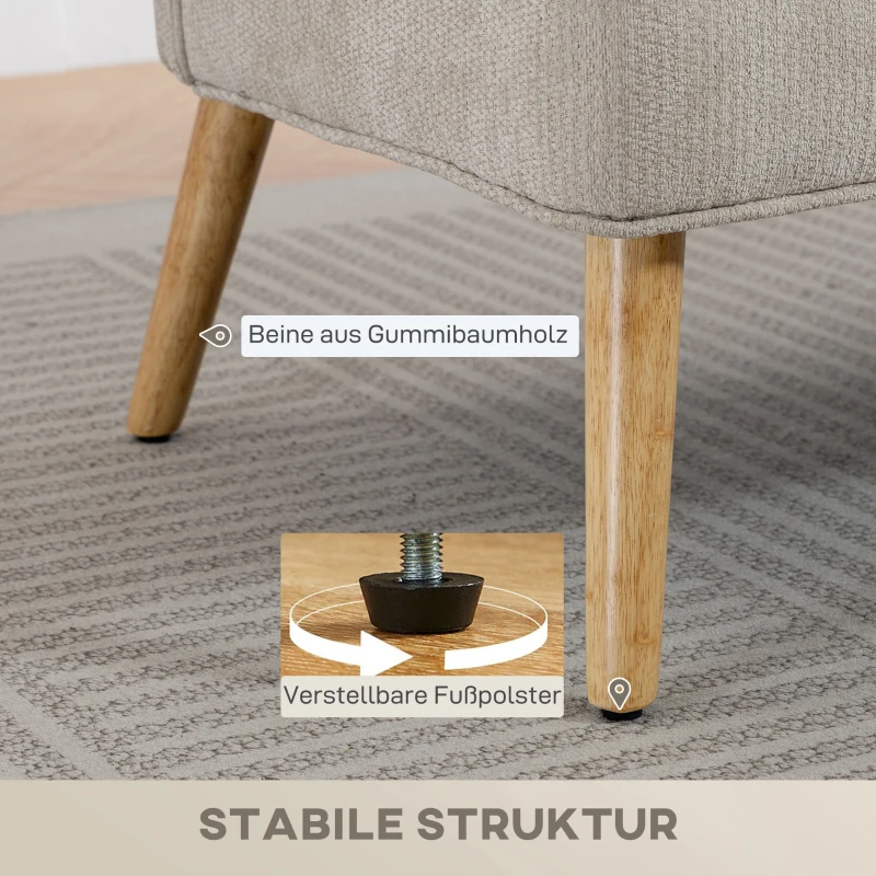 HOMCOM 2-Sitzer-Sofa, kleines Chenille-Sofa mit Flügelrücken, dickem Sitz, Gummibaumholzfüßen, Beige