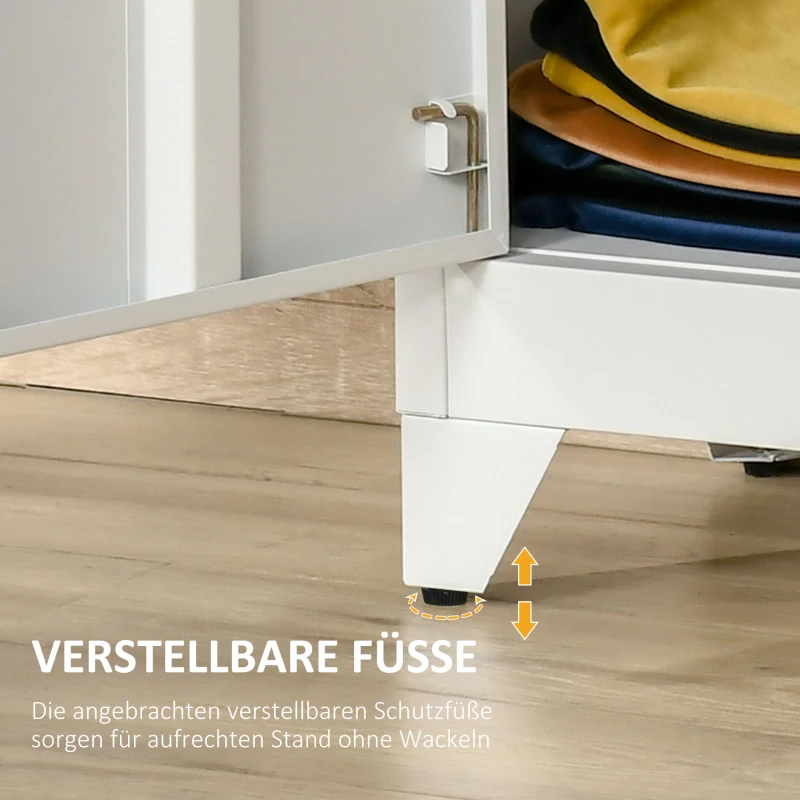 HOMCOM Aktenschrank Metallschrank Mehrzweckschrank mit magnetischer Lamellen-Doppeltür 75 x 33 x 110 cm Weiß