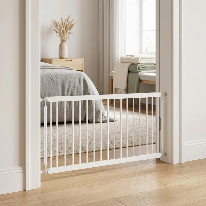 PawHut Barreira de Segurança Extensível para Cães Pequenos 67-93,5 cm Altura 45 cm para Portas e Escadas Branco