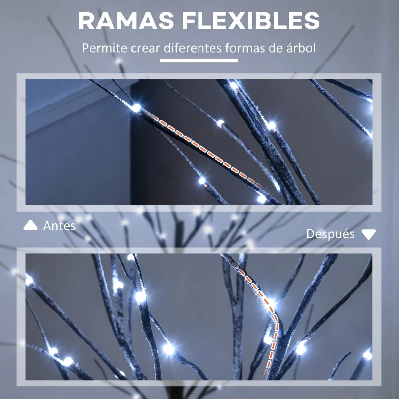 HOMCOM Árbol Luminoso LED Blanco Cálido 96 LEDs Uso Interior 150 cm Decoración de Navidad Marrón