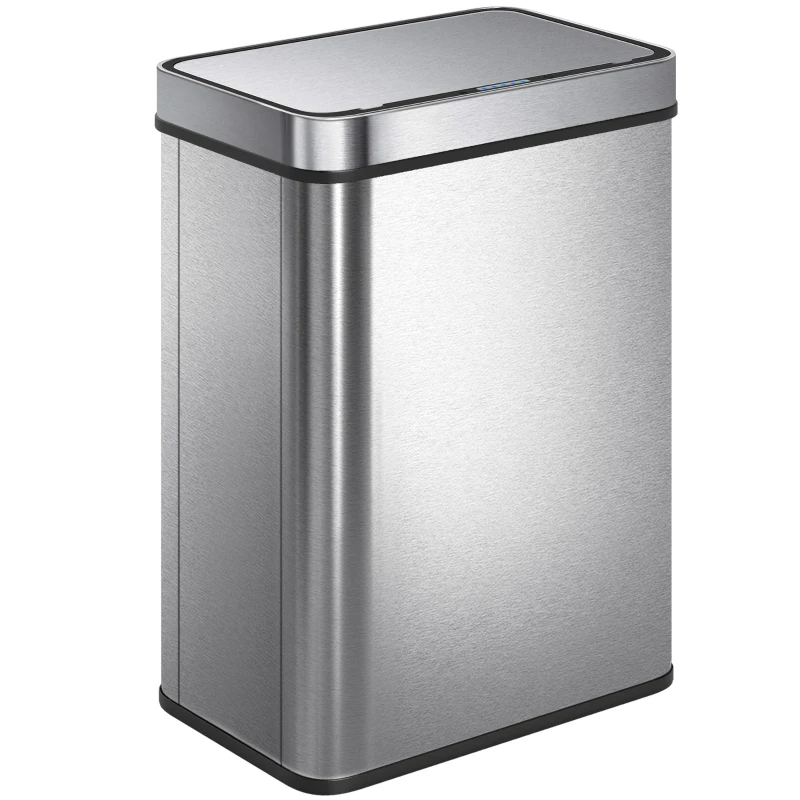 HOMCOM 50 L Sensor-Mülleimer, automatischer Deckel, Edelstahl, vielseitig einsetzbar, Silberfarben