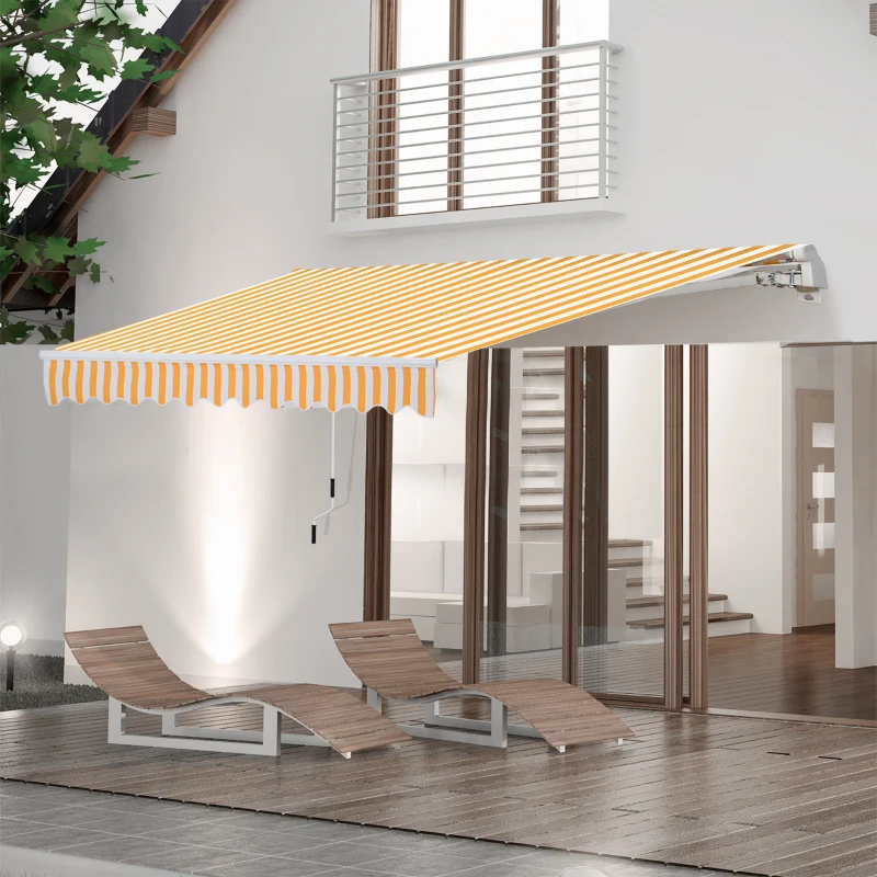 Outsunny Toldo de Pared con Brazo Articulado y Manivela Marco Resistente de Aluminio y Cubierta de Poliéster 295x245 cm Naranja