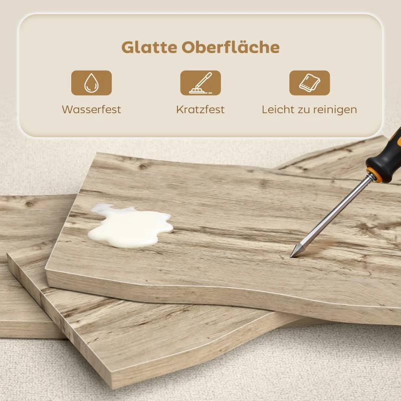 HOMCOM Couchtisch Beistelltisch mit Stahlbeine, 4 cm dicker Tischplatte Wohnzimmertisch 100 x 50 x 45 cm Eiche+Schwarz