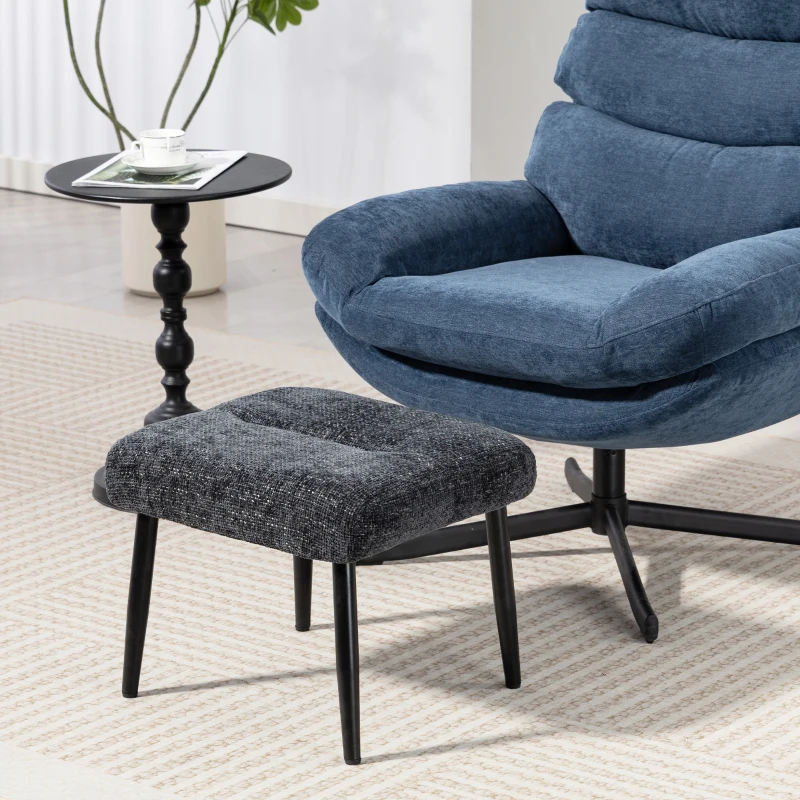 HOMCOM Sitzhocker Hocker mit weichem Sitzkissen Stahlbeinen Fußhocker mit Chenille-Stoff, 45 x 41 x 38 cm, Dunkelgrau