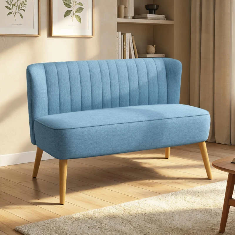 HOMCOM 2-Sitzer Sofa, weiche Polsterung, pflegeleichter Bezug, bis 220 kg, 117 x 56,5 x 77 cm, Blau