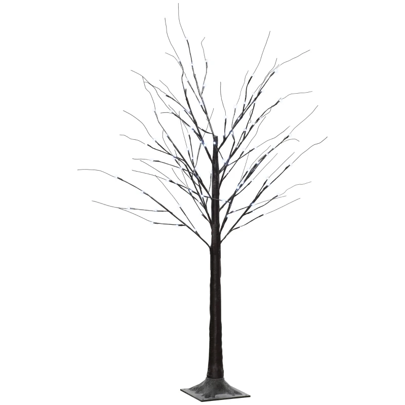 HOMCOM Árbol Luminoso LED Blanco Cálido 96 LEDs Uso Interior 150 cm Decoración de Navidad Marrón
