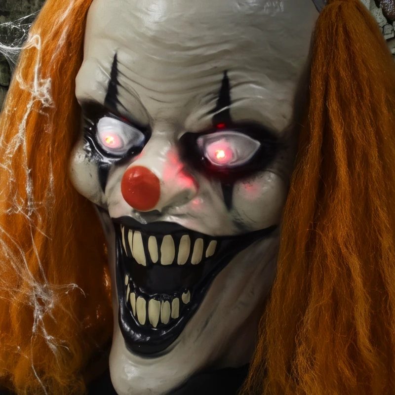 HOMCOM Animated Halloween Face Changing Clown, Animatronic Joker with Cackling Sound, Glowing Eyes, Sound/Touch Activated