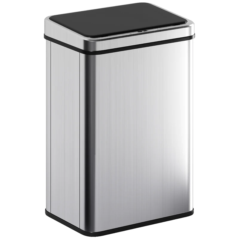 HOMCOM Sensor Mülleimer 40L Edelstahl Automatischer Mülleimer mit Soft-Close-Deckel Bewegungssensor 35,5 x 26 x 55 cm Silber